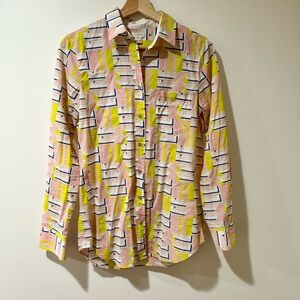 Retro 80s Style Geometric J. Crew Factory XS Button Up Top